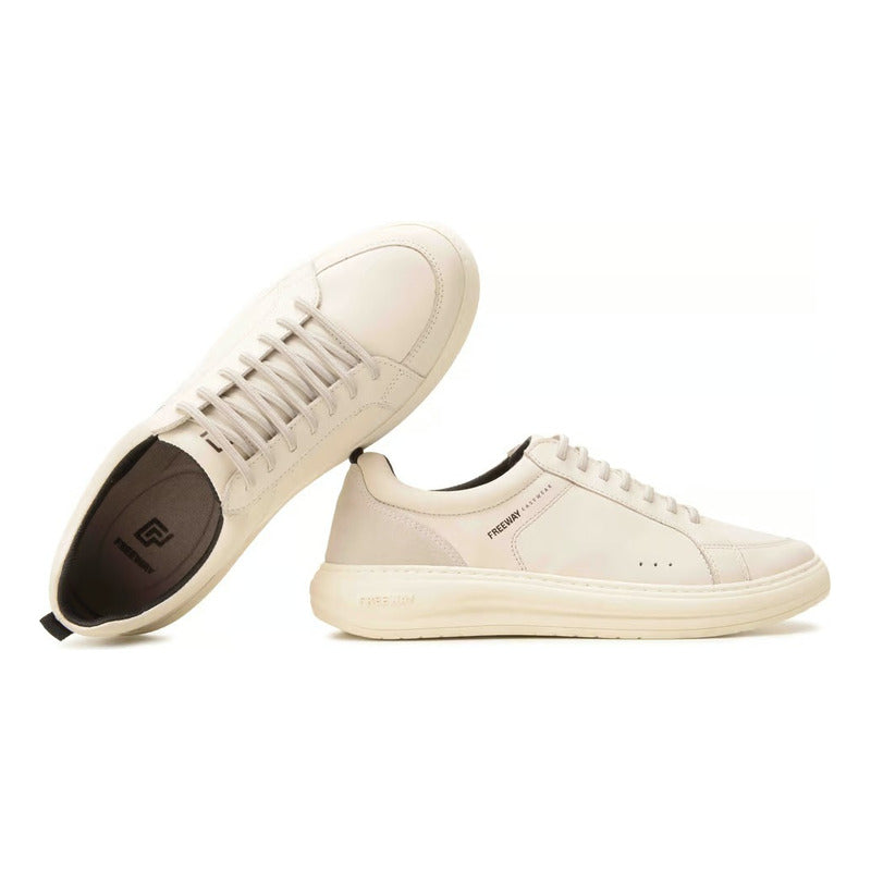 Tênis Casual Masculino Freeway Duo02 4180 Couro Branco