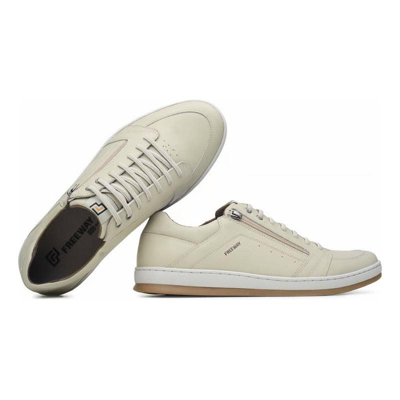 Tênis Casual Masculino Freeway Alpha002 3722 Couro Offwhite - Minha loja