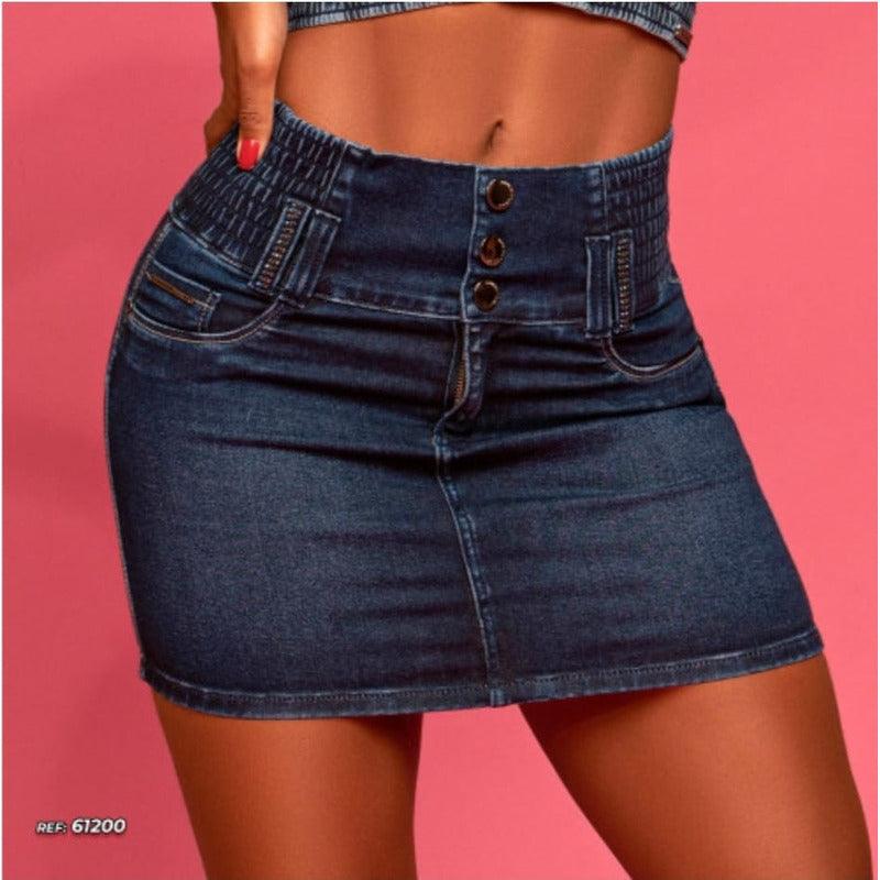 Minissaia Jeans Com Cós Modelador E Empina Bumbum Ref. 61200 - Minha loja