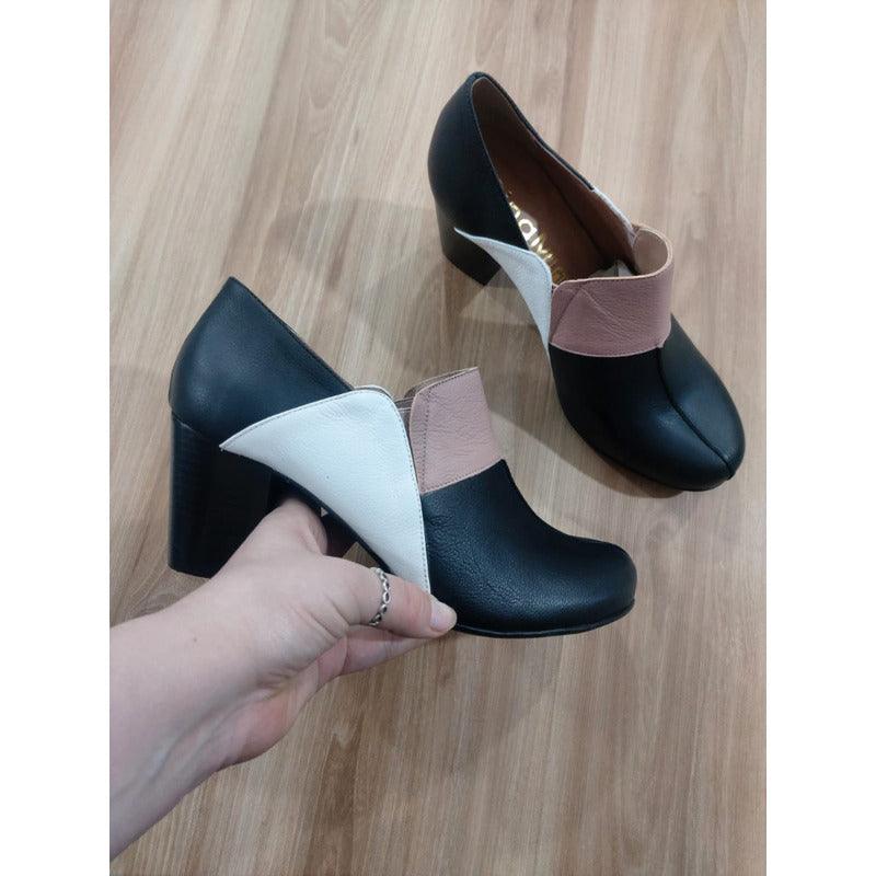 Sandália Ankle Boot Salto Grosso Dina Mirtz Preto - Minha loja