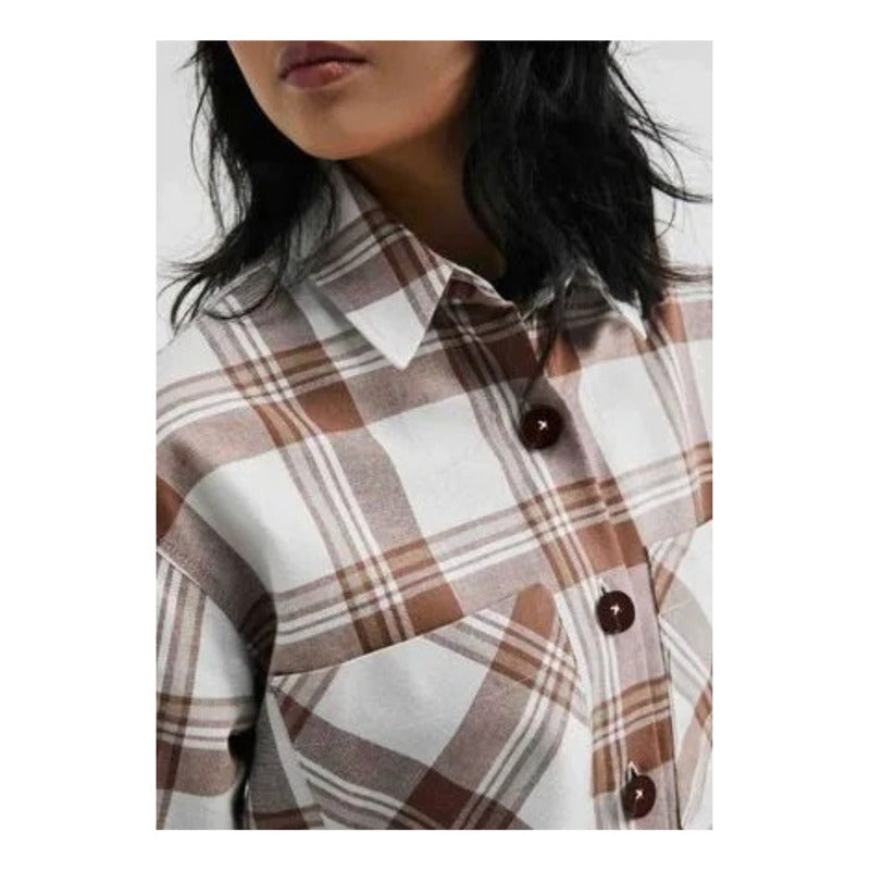 Camisa Feminina Manga Longa Oversized Xadrez