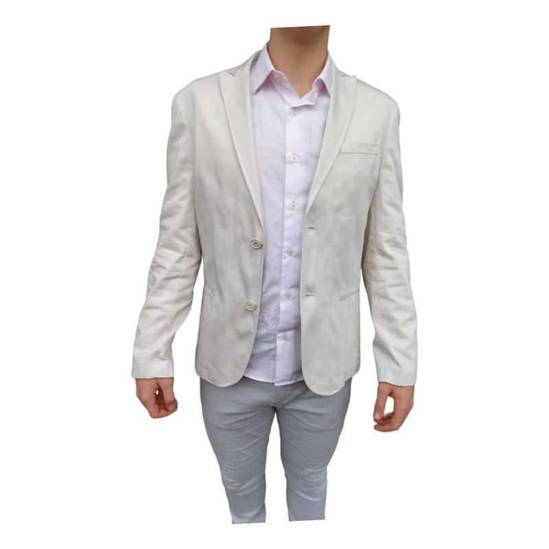 Blazer De Sarja Masculino Bege Da Docthos