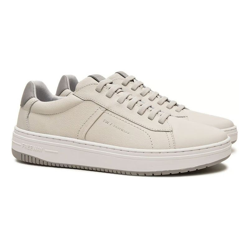 Tênis Casual Masculino Freeway Evo02 4077 Couro Branco