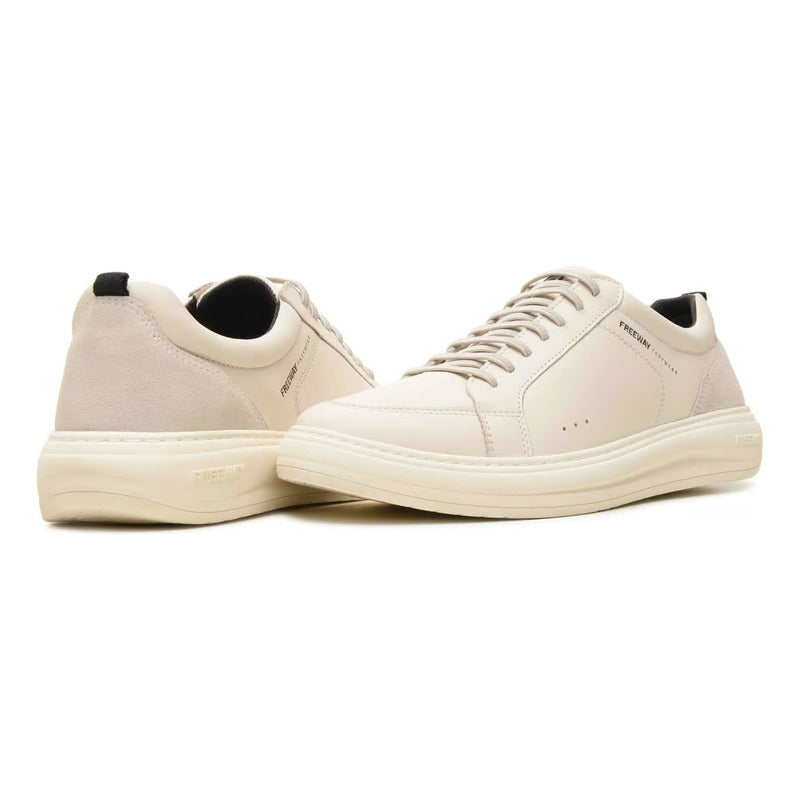 Tênis Casual Masculino Freeway Duo02 4180 Couro Branco