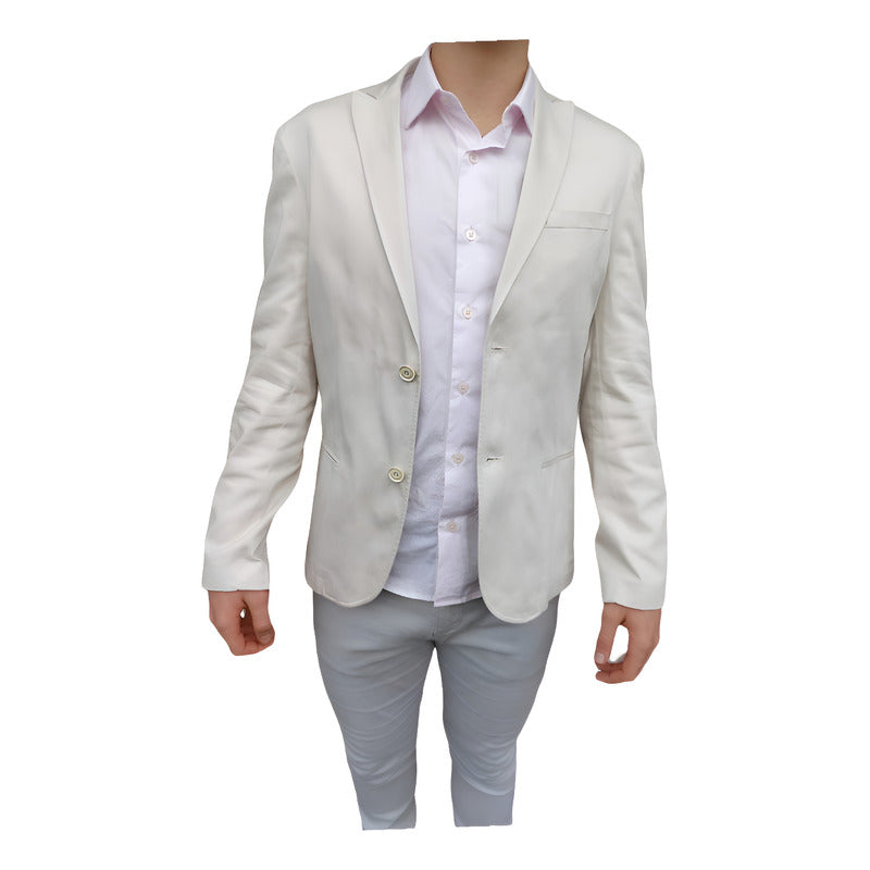 Blazer De Sarja Masculino Bege Da Docthos