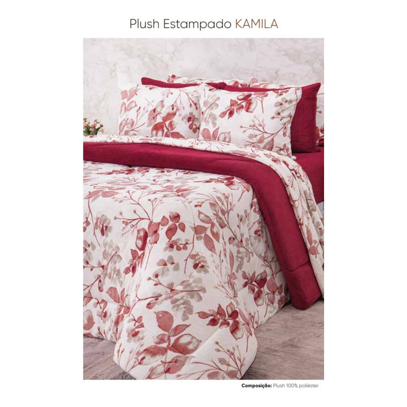 Edredom Plush Estampado Queen Kamila 1 Peça Bella Enxovais