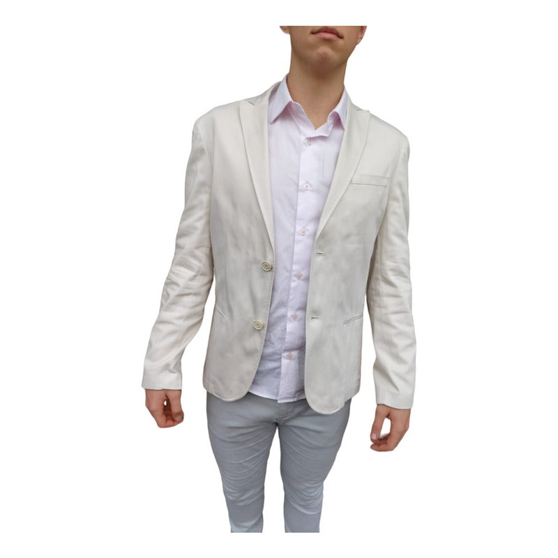 Blazer De Sarja Masculino Bege Da Docthos