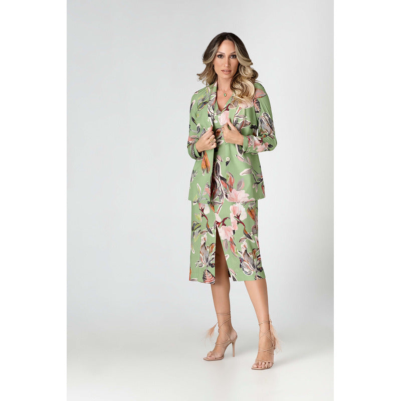 Blazer Estampado Feminino Da Smel