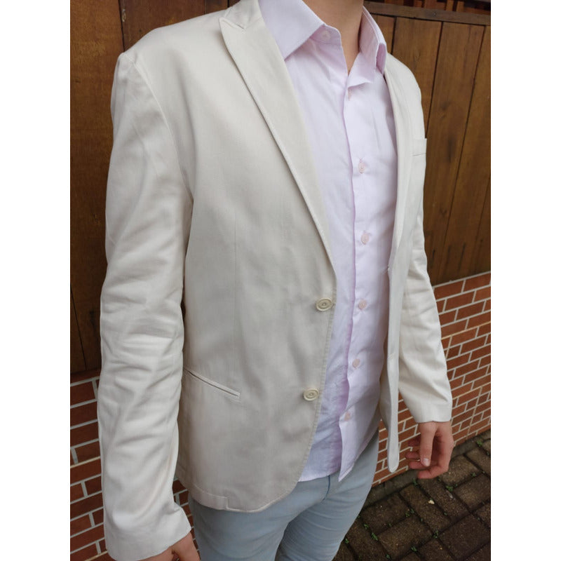 Blazer De Sarja Masculino Bege Da Docthos