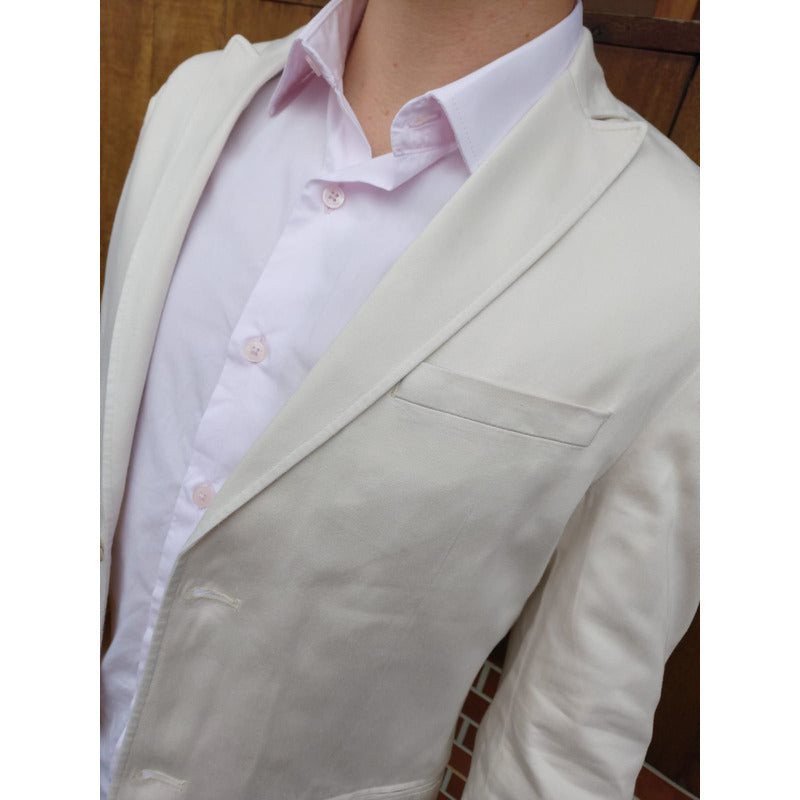 Blazer De Sarja Masculino Bege Da Docthos