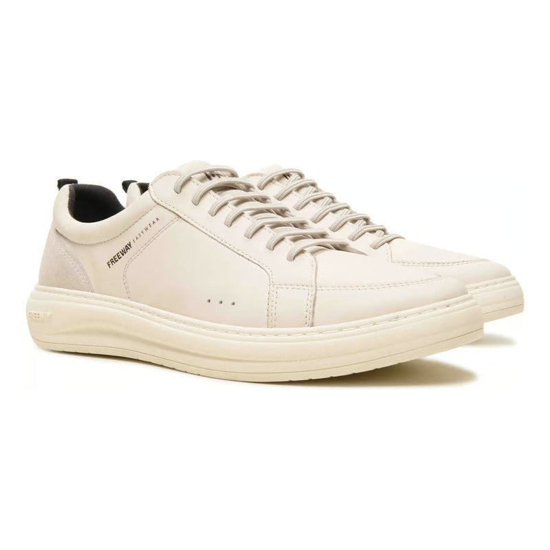 Tênis Casual Masculino Freeway Duo02 4180 Couro Branco