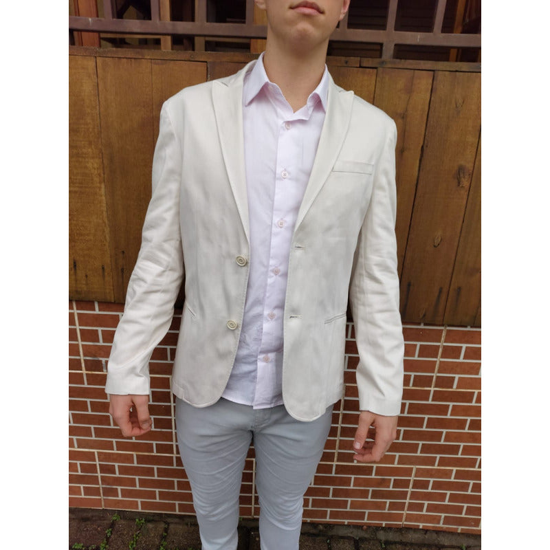 Blazer De Sarja Masculino Bege Da Docthos