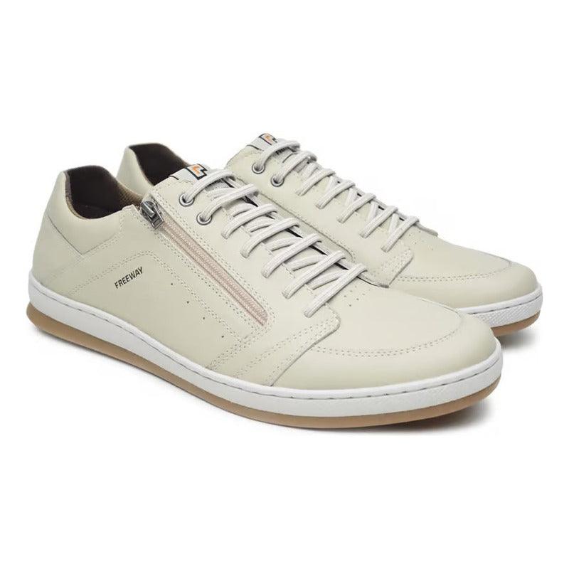 Tênis Casual Masculino Freeway Alpha002 3722 Couro Offwhite - Minha loja