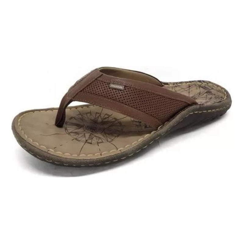 Chinelo Masculino De Couro Maldivas 3139 Cor Marron Freeway